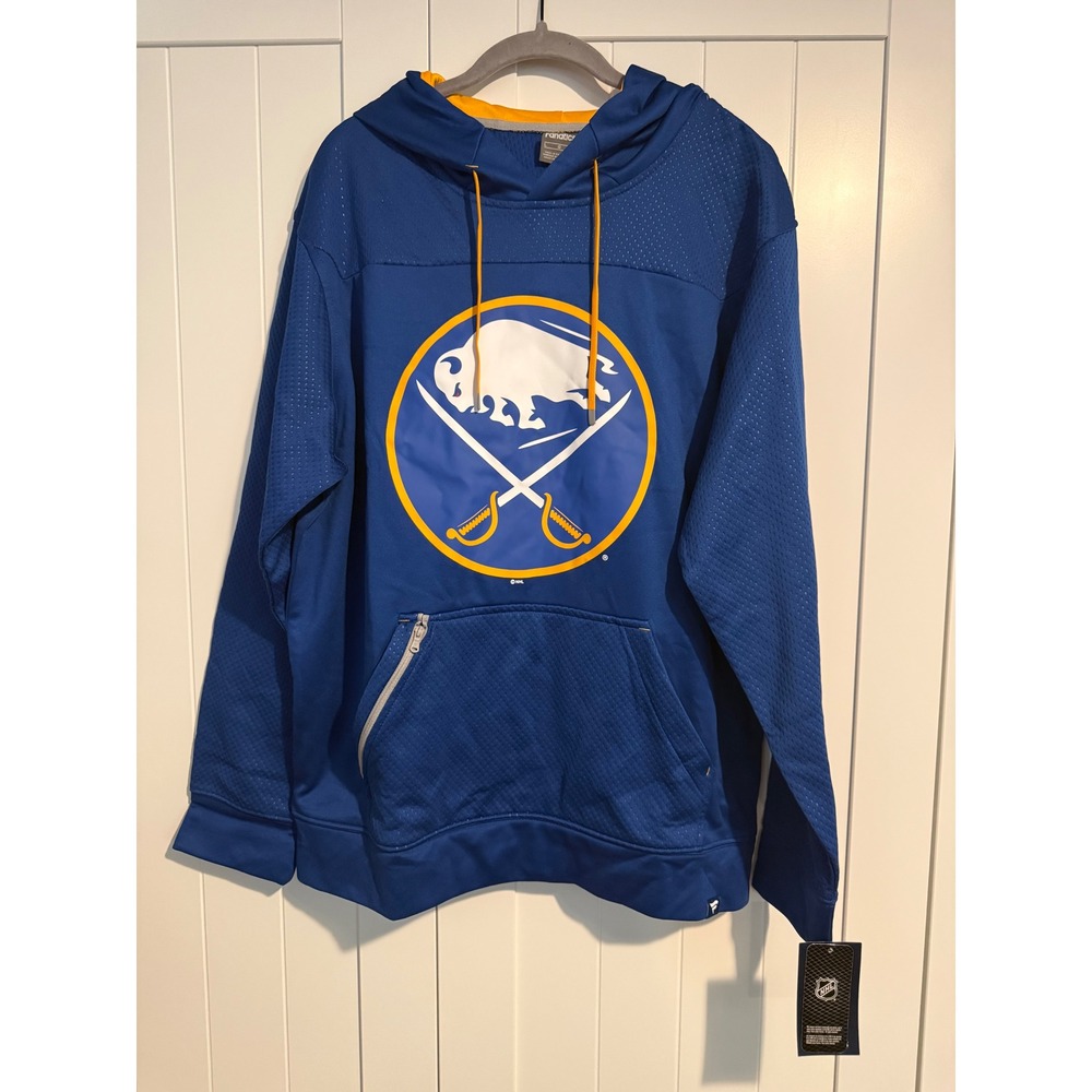 Fanatics Buffalo Sabres NHL Hoodie Mens Large Blue Gold Pullover Sweatshirt NWT